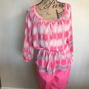 Willi smith Coral cream tan & peach soft print top